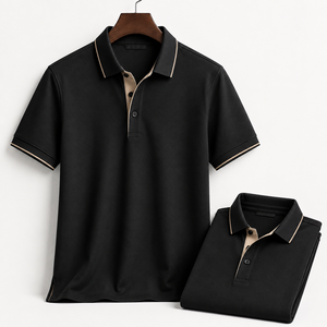 Polo ajusté en coton mercerisé avec étiquette tissée personnalisée et col côtelé – Vente en gros pour uniformes - Product Image 3