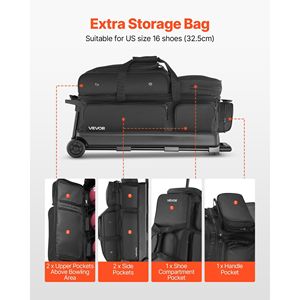 Sac de bowling à roulettes pour 3 balles avec compartiment séparé pour chaussures (jusqu'à la taille US 16) - Product Image 5