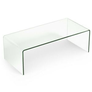 Tavolino da Caffè in Vetro Stile Rustico con Bordi Arrotondati 42,5 X 20 X 14 Pollici, Tavolino Laterale in Marmo Resistente per Soggiorno - Product Image 4