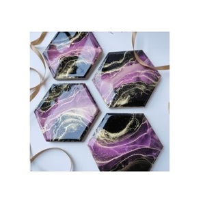 Floral Embedded Resin <b>Coaster</b> With Natural Dried Flower Artistic Decorative Table Accessory - Product Image 4