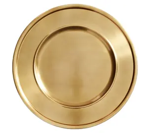 Plaque de chargeur en laiton, de cuisine moderne avec motif de plat en métal rond personnalisé