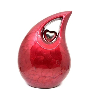 Urna Funeraria de Aluminio Premium en Morado y Dorado con Corazón Pulido - Urna Conmemorativa en Forma de Lágrima para Cenizas Humanas de Adultos - Product Image 6