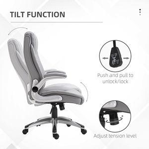 Sedia da Ufficio Direzionale Girevole in Ecopelle Grigia con Braccioli Regolabili per il Comfort del Home Office - Product Image 5