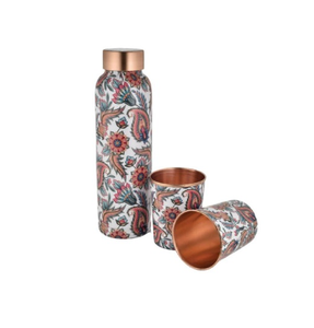 Bouteille d'eau en cuivre imprimée, artisanale, avec impression émaillée de qualité supérieure, compatible lave-vaisselle et micro-ondes, de luxe pour le sport - Product Image 5