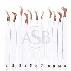 Pinzas para Pestañas de Acero Inoxidable con Punta Dorada Rosa, Marca Privada, Logotipo Personalizado, Duraderas y Precisas para Manicura Profesional - Product Image 2