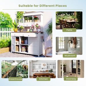 Assembly Video Included 65.7 H <b>Tall</b> Garden Potting Bench <b>Table</b> Hutch 3 Shelf Patio Storage Workstation 6 Drawers Patio Furniture - Product Image 2