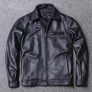 Veste en cuir noir de haute qualité pour hommes, très élégante et stylée - Product Image 1