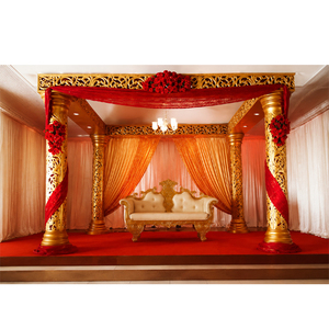 ชุด Mandap เสาสี่เสาสำหรับงานแต่งงาน,เรือสำเภางานแต่งงานสีทองแบบอังกฤษ - Product Image 1