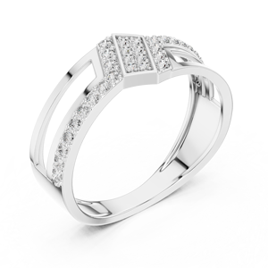 Anillo de banda dividida con diamantes geométricos cultivados en laboratorio, oro rosa de 18 quilates, chapado en rodio, de lujo, para boda, compromiso, regalo, uso diario en la oficina, para hombre - Product Image 5