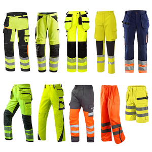 High Visibility Reflective Breathable CE Certified Needle Detection Polyester Workwear Cargo Trousers Orange <b>Black</b> Safety <b>Pants</b> - Product Image 4