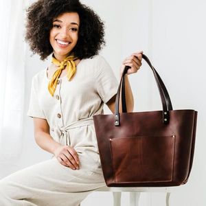 Handmade Genuine <b>Leather</b> Tote Bag Women Durable Everyday Carry Handbag - Product Image 2
