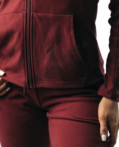 Custom Fashionable Sexy Fitness Women's Fitted Single-<b>Brushed</b> Full Zip Hoodie With Cowl Neck Hood and Top of Neck Zip Protection - Product Image 5