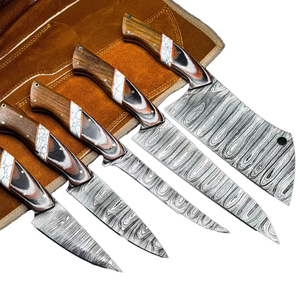 Coffrets de couteaux de chef durables, collection de couteaux de cuisine avec poids équilibré pour une utilisation à long terme, en acier Damas. - Product Image 3
