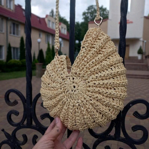 Bolso de Rafia Tejido a Crochet, Bolso Tipo Concha, Bolso Pequeño Hecho a Mano, Estilo Boho, Bolso de Playa con Cierre de Botón, Impermeable, Unisex - Product Image 5