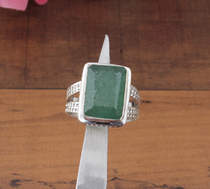 Bague de fiançailles en argent sterling 925 sertie d'un jade vert rond de luxe, taille brillant, sertie de pierres, cadeau de fête de mariage pour femme, bijoux fins - Product Image 3