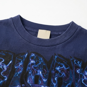 Camiseta de manga larga para hombre, cuello redondo, doble capa, estampado serigrafiado, efecto desgastado por el sol, oversize, con logo personalizado, estilo vintage lavado, 100% algodón, corte holgado. - Product Image 2