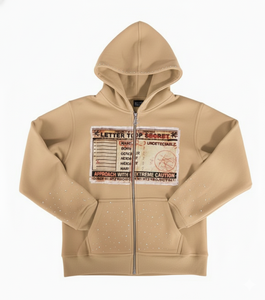 Sudadera con Capucha Morada con Cierre y Estampado Top Secret, Detalle de Pedrería, Estilo Casual Unisex para Otoño - Product Image 5