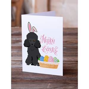 Whimsical A7 Size 5x7 Blank Note <b>Cards</b> <b>Pack</b> of 8 Black Toy Poodle <b>Easter</b> Greeting <b>Cards</b> with Envelopes - Product Image 2