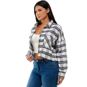 Wholesale women Plaid Shirt Short Sleeve Casual <b>Check</b> Shirt Lightweight Cotton OEM Supplier Factory - Product Image 2