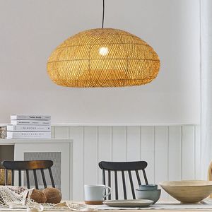 Lámpara Colgante de Bambú Natural Tejida en Forma de Domo para Decoración de Techo del Hogar, Iluminación Interior y Diseño de Interiores - Product Image 3