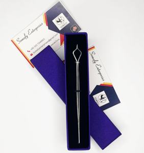 Pinces à cils Somofy Enterprises, marque privée, finition argentée, pointe personnalisée, lisse, 10 mm, acier durable, fabrication manuelle - Product Image 1