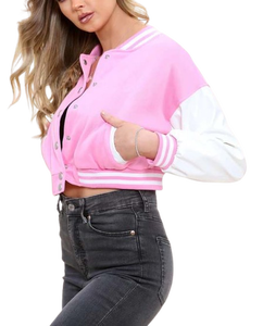 Top Trending Custom Logo Embroidery Letter Women's Varsity <b>Jacket</b> <b>Long</b> <b>Leather</b> Sleeves Breathable Wool Winter Wholesale <b>Jacket</b> - Product Image 5