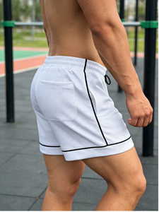 <b>Men</b> White Geometric Print Board <b>Shorts</b> High Waist Drawstring Quick Dry Casual <b>Swim</b> Trunks Pockets High Street Style Canvas - Product Image 5