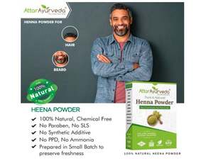 Poudre de henné naturel Attar Ayurveda pour la coloration et la croissance des cheveux (200 g) - Product Image 3