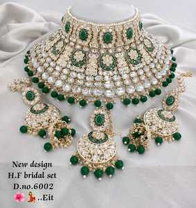 <b>Indian</b> Traditional High Quality Ethnic Gold Plated Copper Zircon Necklace Earring Sets Trendy Women Girls Wedding Party - Product Image 1