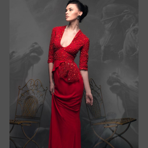 Vestido de Novia Moderno con Malla |   Vestido de novia bordado |   Vestido de recepción hasta el suelo con mangas transparentes |   Traje de Novia con Tul Floral - Product Image 1