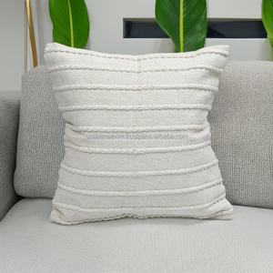 Housse de coussin blanche moderne et écologique tissée à la main coussin élégant pour la décoration intérieure en provenance directe d'Inde - Product Image 1