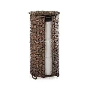 Panier de rangement en jacinthe d'eau à rayures multiples panier de rangement debout salle de bain vêtements rouleau de papier toilette en acier inoxydable - Product Image 1