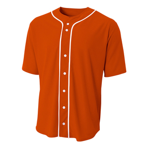 Maillot de baseball à manches courtes pour homme, entièrement boutonné, orange, style personnalisé, dernier modèle, maillot de baseball coloré personnalisé - Product Image 1