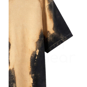 T-shirt tricoté oversize pour homme, teinture dégradée, manches courtes, col rond, coupe décontractée ample, 100% coton, 200 grammes, couleur unie - Product Image 6