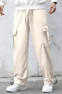 Pantalon cargo ample et décontracté pour homme, modèle OEM personnalisé 2026, en molleton épais, avec plusieurs poches, en toile, brodé, coupe oversize - Product Image 6