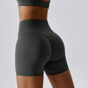 Pantalones Cortos Deportivos Naranja de Cintura Alta para Hombre, Cintura Elástica, Secado Rápido, Tejido de Spandex, Color Sólido, Diseño Sin Costuras - Product Image 5
