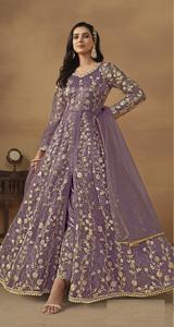 Traje Anarkali Moderno Bordado con Mariposas, Semisellado, Largo hasta el Suelo, para Bodas y Fiestas - Product Image 3