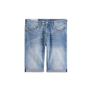 กรดล้างคุณภาพสูงบุรุษ DENIM สั้น 100% ผ้ายีนส์ผ้าฝ้ายภายในป้ายด้านหน้าและด้านหลังกระเป๋าปุ่มปิดเข็มขัดห่วง - Product Image 1