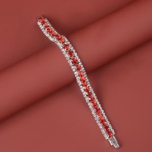 AMBER JEWELS Bracelet Tennis Unisexe de Luxe en Or Massif 18K et Plaqué Or 10K, Sertissage Griffe de Cristal Rouge et Strass, Certifié IGI - Product Image 1