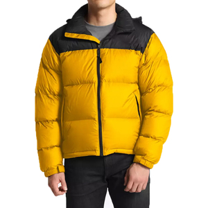 <b>Men</b> Yellow Stand Collar Puffer <b>Jacket</b> Windproof Winter Casual Coat Regular Fit Polyester Wadding Zipper Closure Solid Color 2026 - Product Image 4