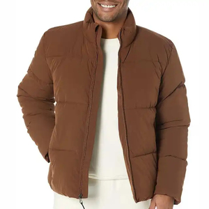 Chaqueta con Capucha y Cuello Alto para Hombre, Color Marrón, Estilo Casual Otoñal, Transpirable, Resistente al Viento, Acolchado Grueso de Poliéster, Cierre de Cremallera Frontal - Product Image 6