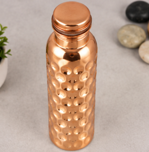 Bouteille d'eau en cuivre massif poli miroir, design minimaliste, avec couvercle anti-fuite - Product Image 3