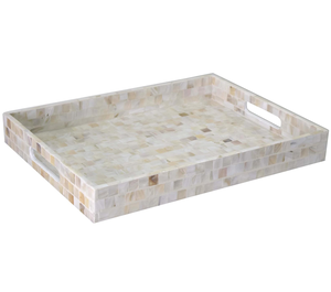 Plateau de rangement rectangulaire en nacre, compatible lave-vaisselle, qualité alimentaire, multifonction, organisateur de dîner, artisanat, fête et table de restaurant - Product Image 5