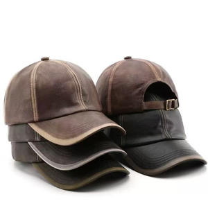 Gorra de Béisbol Vintage de Cuero Lavado con 6 Paneles, Estilo Trucker, Ajustable, con Visera Curva, Personalizable con Logotipo, para Exteriores - Product Image 1