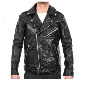 Veste en cuir véritable pour homme, motif python, vêtement d'extérieur de créateur, style motard haut de gamme, fabrication OEM sur mesure - Product Image 6