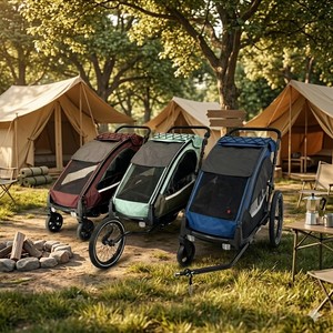 Remolque de Bicicleta de Aleación de Aluminio de 2 Plazas para Aventuras y Exploración de Senderos, con Suspensión Independiente, Compatible con Bicicletas de hasta 30 Pulgadas - Product Image 1