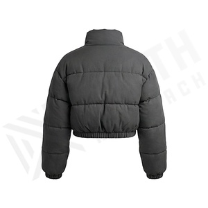 Non-Branded Quilted Jacket Women's Winter Stand Collar Full Sleeve Thick Polyester Filling Windproof Short Length Zipper Front - Product Image 2