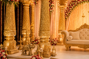Grands dômes de Mandap dorés - Élégants, vintage et modernes, en fibre de verre, pour mariages indiens, temples traditionnels, Kalyana Mandapam pour les Tamiliens - Product Image 3