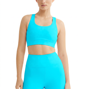 Women's White <b>Racerback</b> Sports <b>Bra</b> Neck Medium Support Yoga Fitness Top Breathable Quick Dry Solid Color - Product Image 4