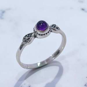 Bague en argent sterling 925 avec pierres précieuses turquoise et améthyste, bijoux fins faits à la main, accessoires minimalistes, bagues de mariage - Product Image 2